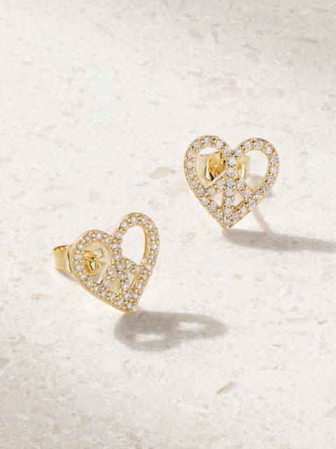 Peace Heart 14-karat Gold Diamond Earrings