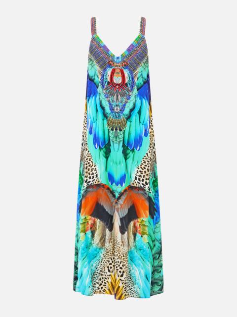 V NECK MIDI SLIP DRESS