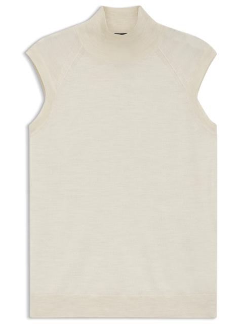SLEEVELESS TOP IN MERINO WOOL WITH MOCK NECK
