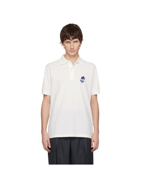 White Floral Embroidered Polo