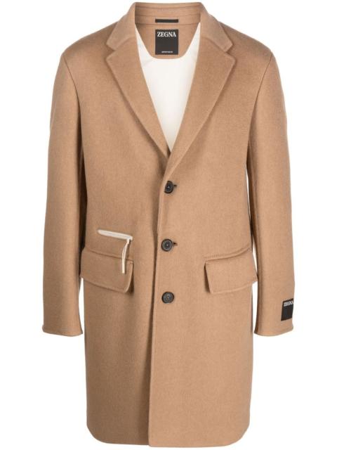 zip-pocket single-breasted coat