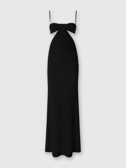 Cut-Out Long Dress with Embossed Lace