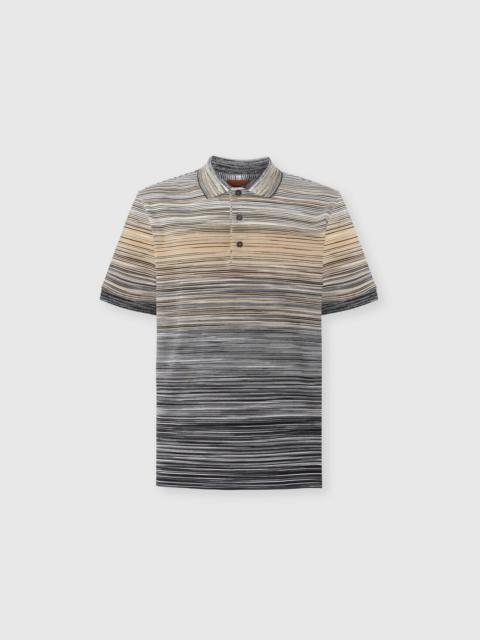 Short Sleeve Polo with Flame Knit