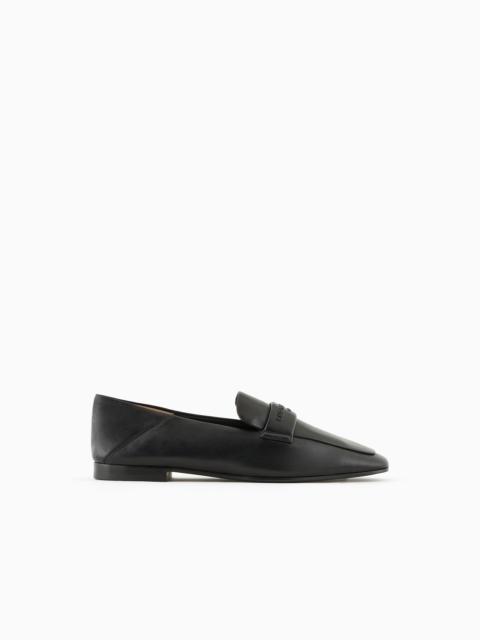 Nappa leather loafers with embossed logo