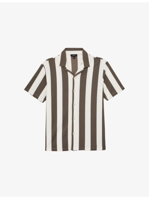 Dexter Cuban-Collar Block-Stripe Stretch-Woven Shirt