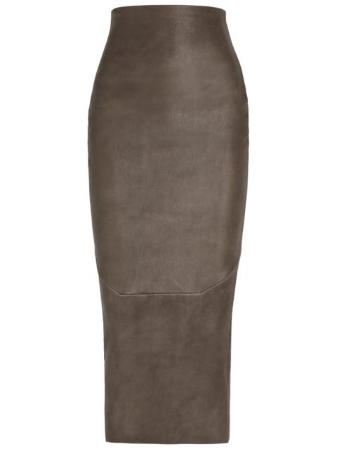 Rick Owens Calf Dirt Pillar Leather-blend Midi Skirt