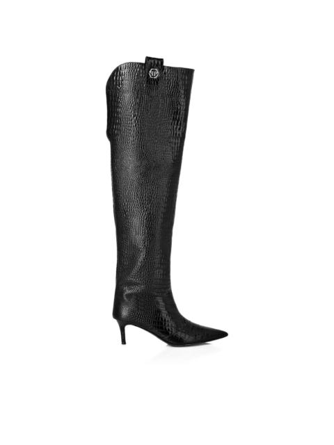 leather stiletto-heel over-the-knee boots