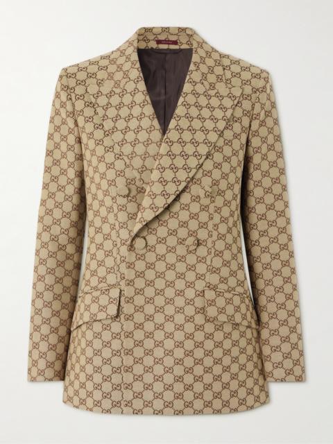 Double-breasted Cotton-blend Canvas-jacquard Blazer