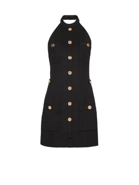 Open-back dress with gold-tone buttons