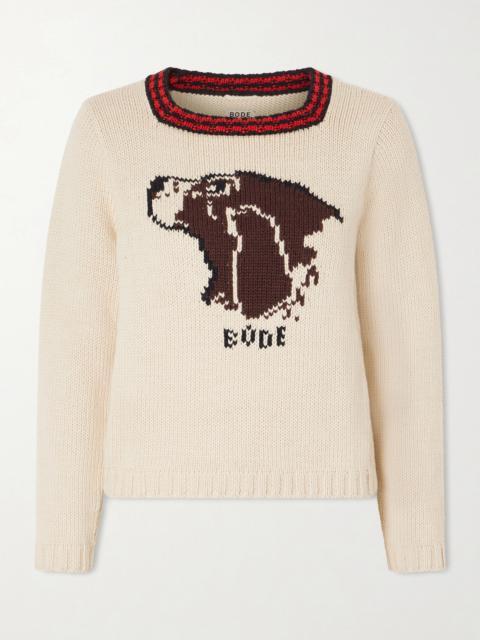 Spaniel Intarsia Pima Cotton And Merino Wool-blend Sweater