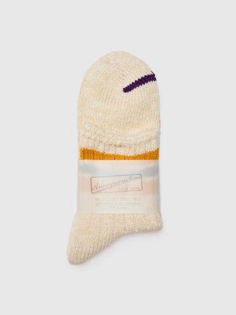 3 Line Quarter Length Sock in Yellow/Purple