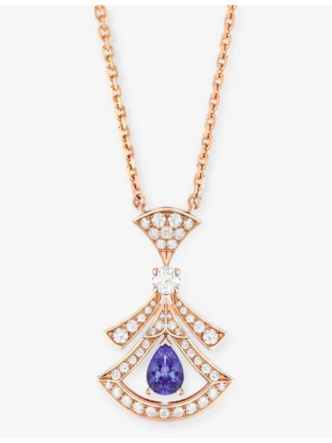 Divas’ Dream 18ct rose-gold, 0.46ct brilliant-cut diamond and tanzanite pendant necklace
