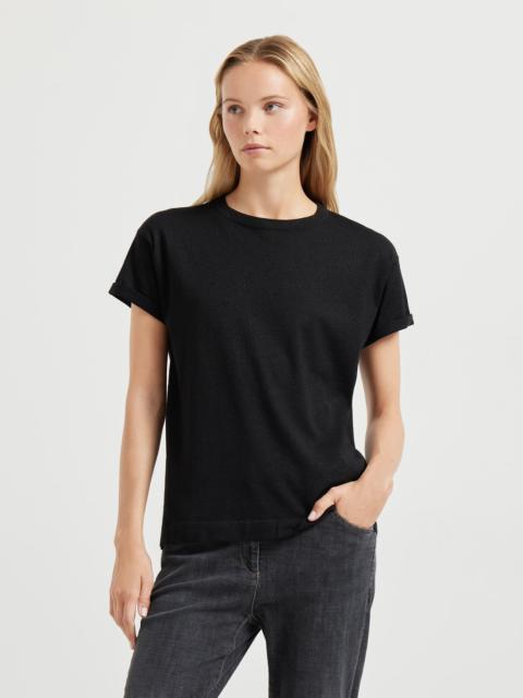 Sparkling cashmere and silk lightweight knit T-shirt