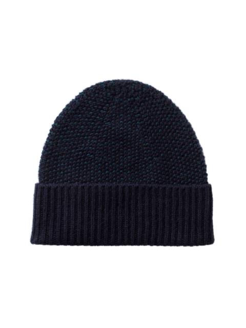Seed Stitch Cashmere Navy Beanie