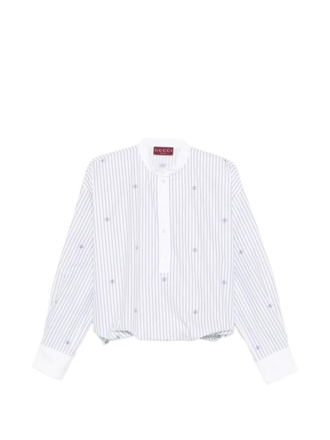 Gucci Striped Embroidery Blouse