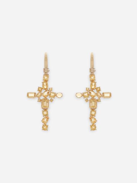 Anna earrings in yellow gold 18kt with citrine quartzes