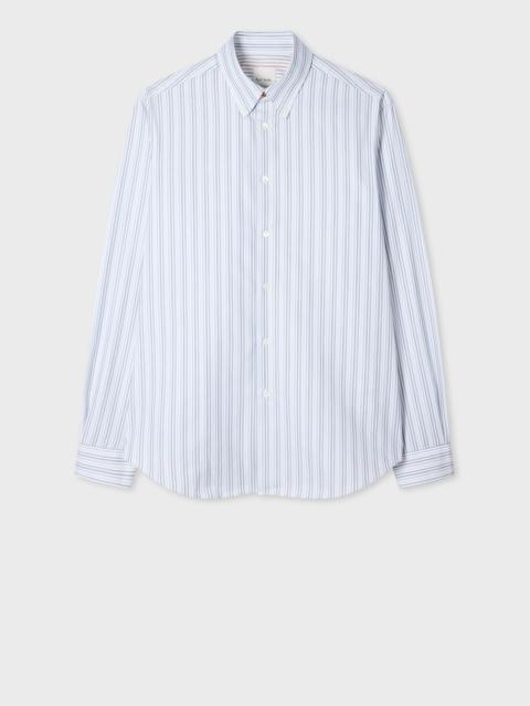 Classic-Fit Blue Stripe Cotton Button-Down Shirt