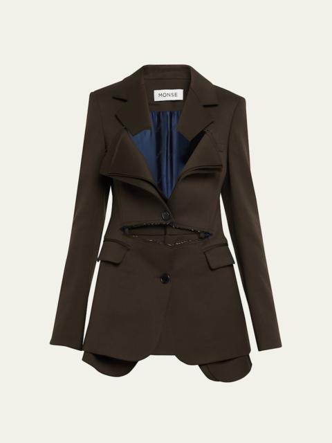 Slashed Single-Breasted Blazer Jacket