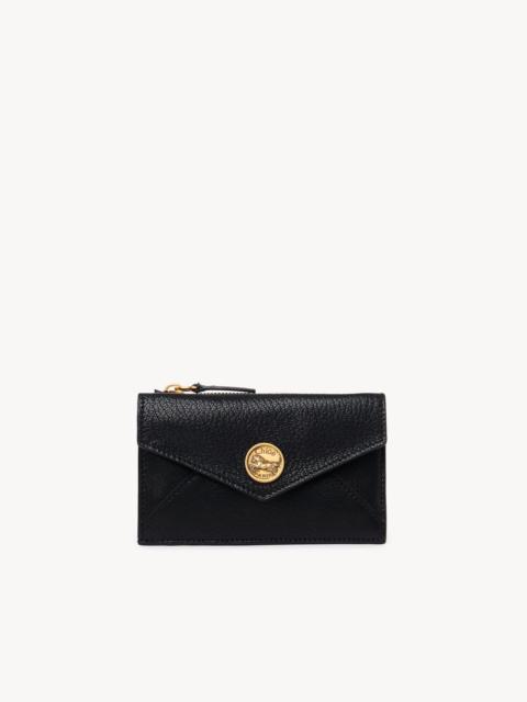 SMALL ENVELOPE PURSE WITH CARD SLOTS IN GRAINED LEATHER