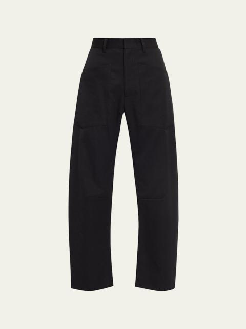 Shon Wool Barrel-Leg Ankle Pants