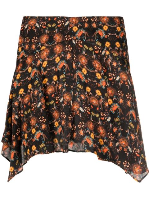 floral-print asymmetric skirt