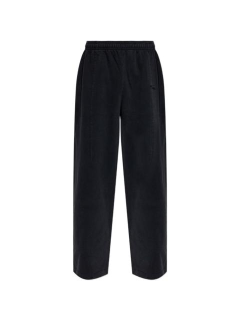 elasticated-waist wide-leg track pants