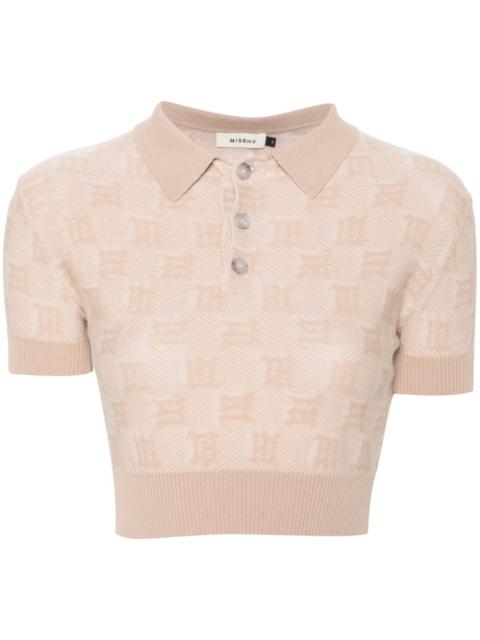 monogram-jacquard cropped polo shirt