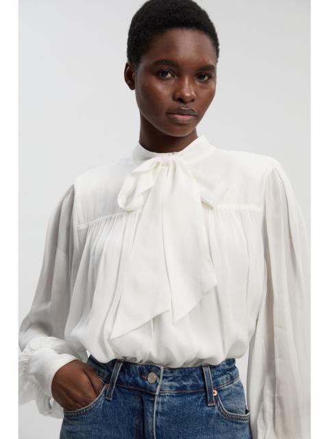 Viscose Georgette Printed Pussybow Woven Blouse