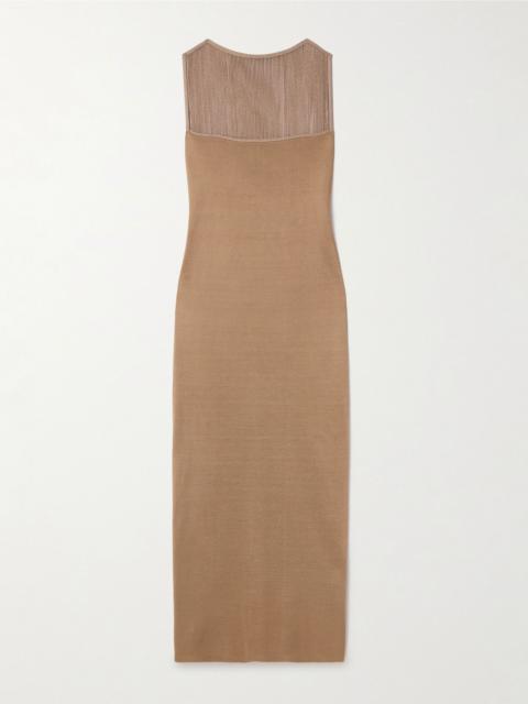 Ruslan fringed knitted maxi dress Tan