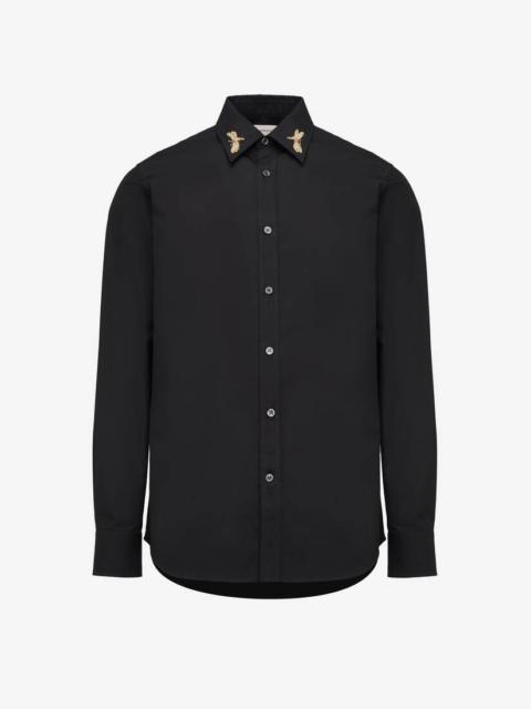 Men's Dragonfly Embroidery Shirt in Black