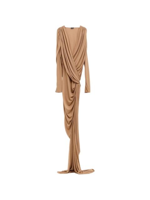 draped split maxi dress