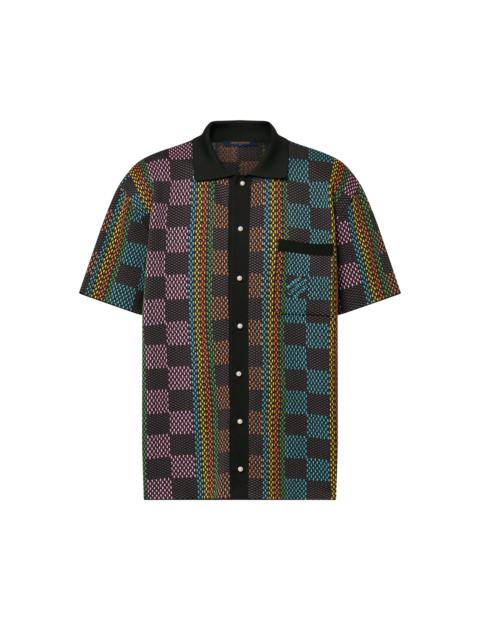 Damier Short-Sleeved Cotton Knit Shirt