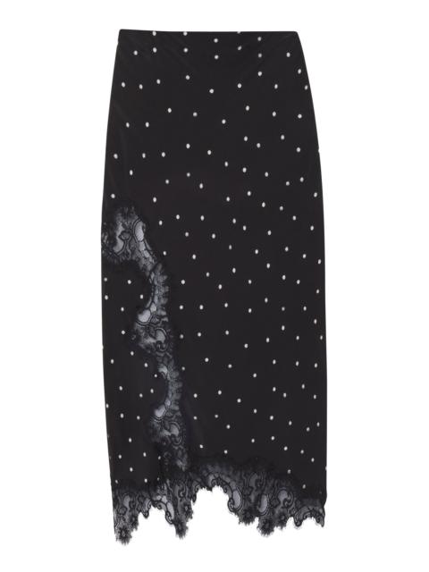Olivia Polka Dot Crepe and Lace Midi Skirt