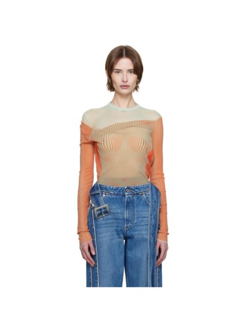 Green & Orange 'The Draped Body Morphing' Bodysuit