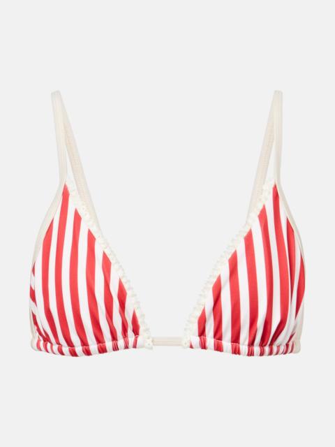 Candy striped triangle bikini top