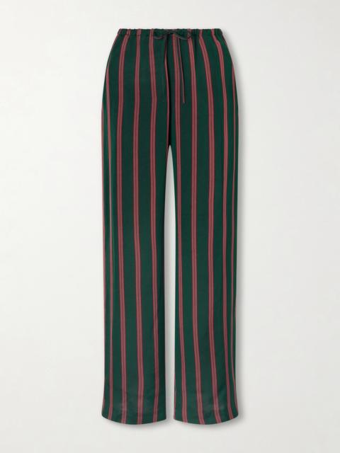 Striped Satin Wide-leg Pants