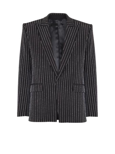 1-button wool jacket with crystal stripes
