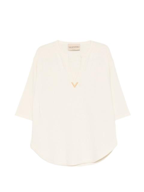 logo-appliqué knitted blouse
