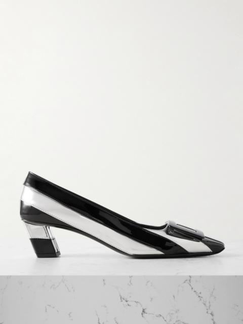 Belle Vivier 45 Embellished Striped Metallic And Patent-leather Pumps