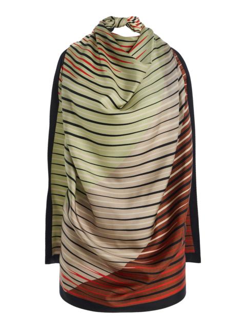 Fluted Silk-Twill Scarf Top multi