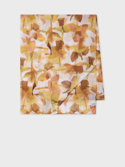 Women's Orange 'Floral Paint' Scarf