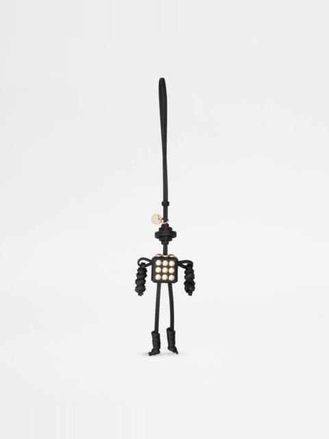ROBOT CHARM IN LEATHER - BLACK