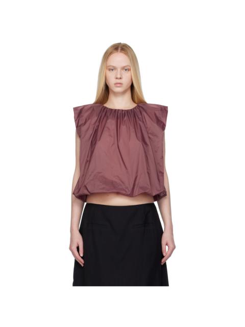 Purple Nylon Volume Shirring Top