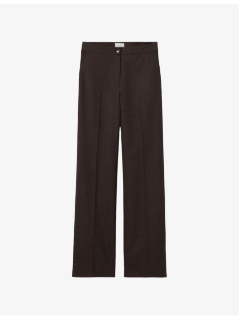 Straight-Leg Mid-Rise Stretch Wool-Blend Trousers