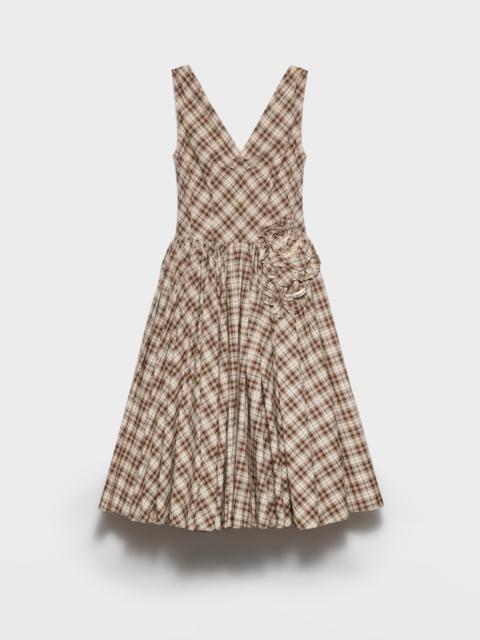 Embroidered checked poplin dress