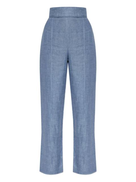 elasticated-waistband crop trousers