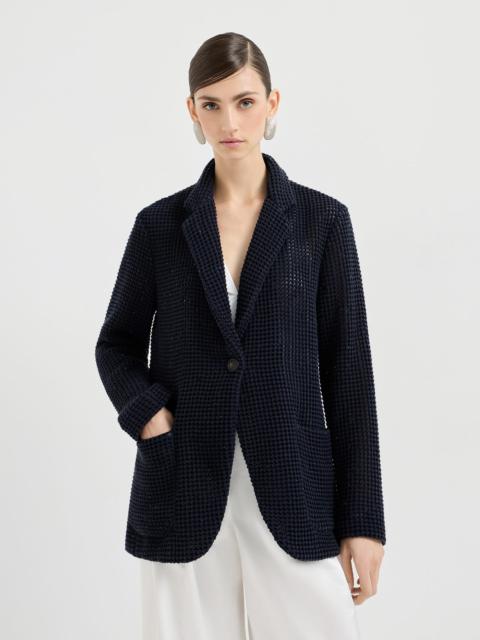 Cotton Diamond yarn net knit blazer