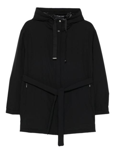 hooded belted jacket