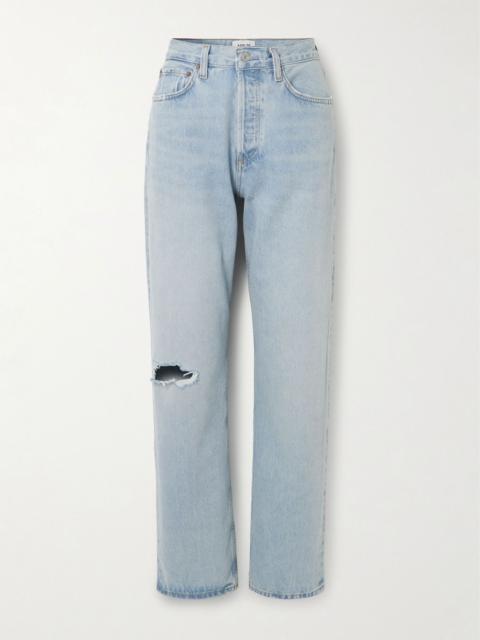 Kelly distressed high-rise straight-leg jeans Mid denim