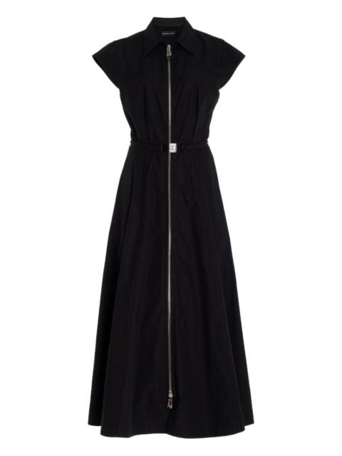 zip-up belted dress